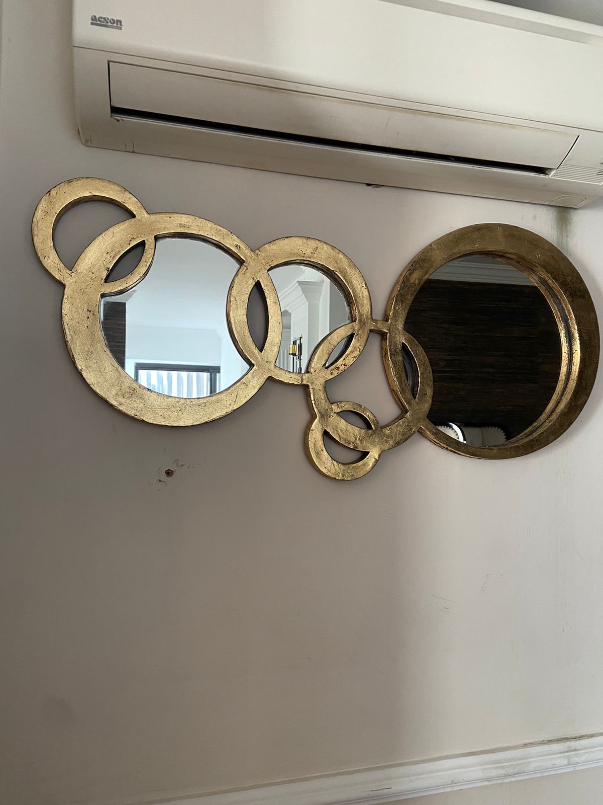 RING MIRROR FRAME, GOLD LEAFING
