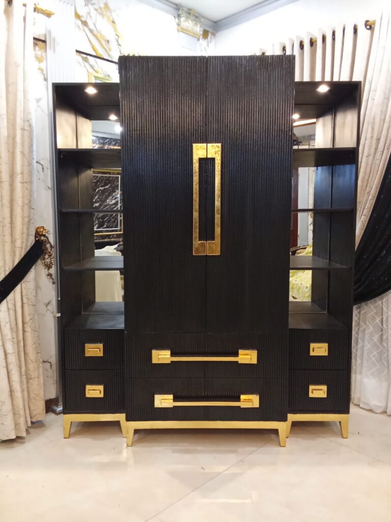 MODERN ELEGANCE BLACK AND GOLD DISPLAY CABINET