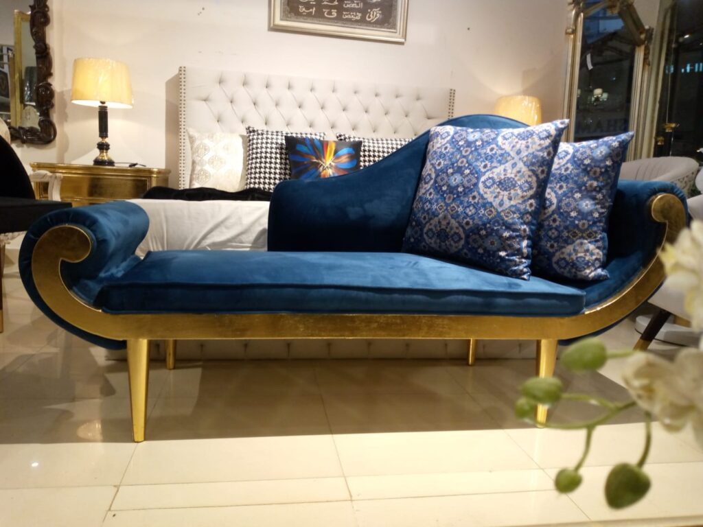 BLUE AND GOLDEN DEEWAN SETTEE