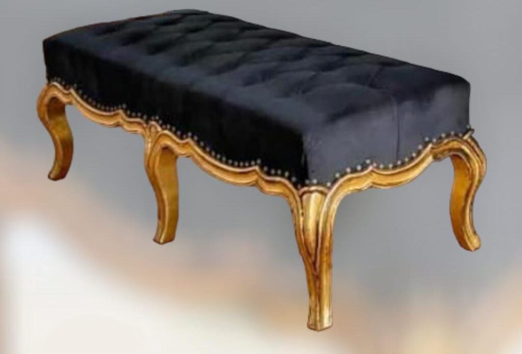 VICTORIAN BLACK AND GOLDEN TUFFTED SETTEE