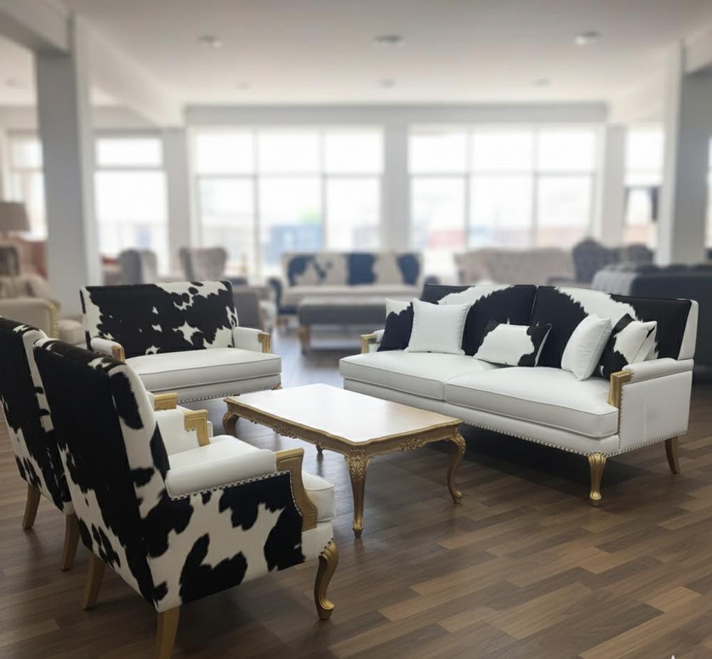 FRENCH STYLE COWHIDE SOFA SET