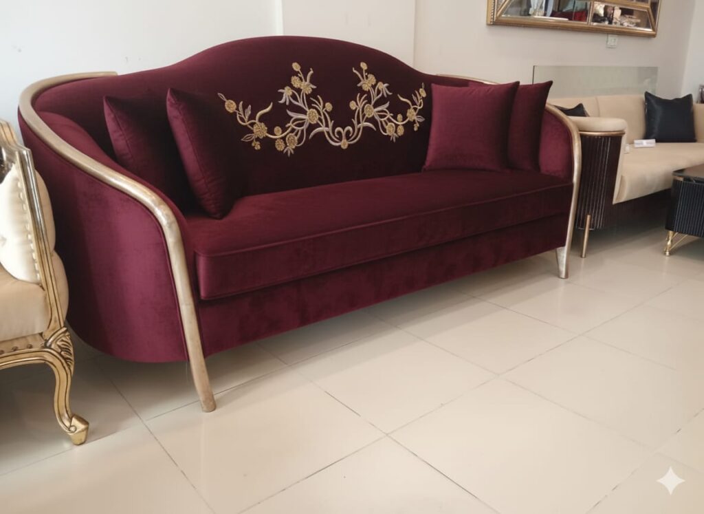 THE EMERABLE HEIRLOOM VALVET SOFA WITH FLORAL EMBROIDREY