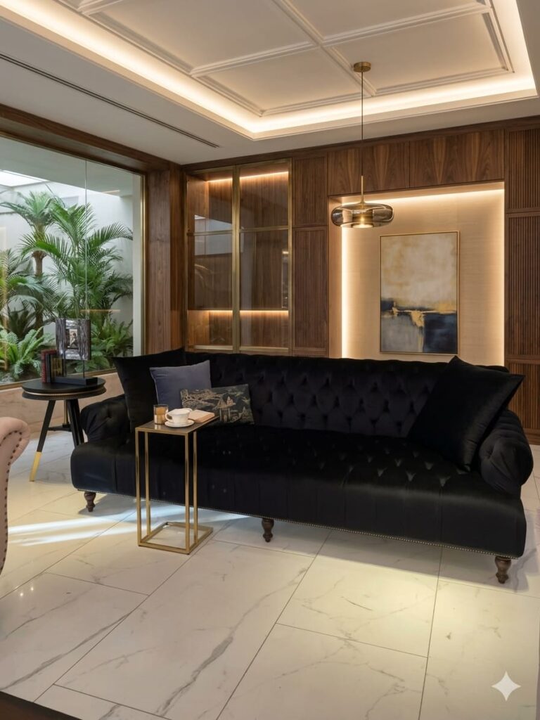BLACK TUFTED SOFA
