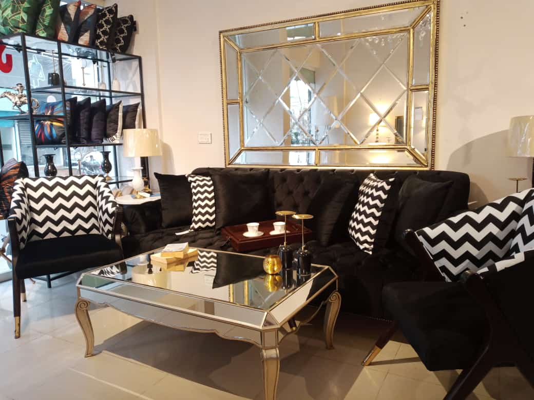 LUXURY GOLD & BLACK SOFA SET