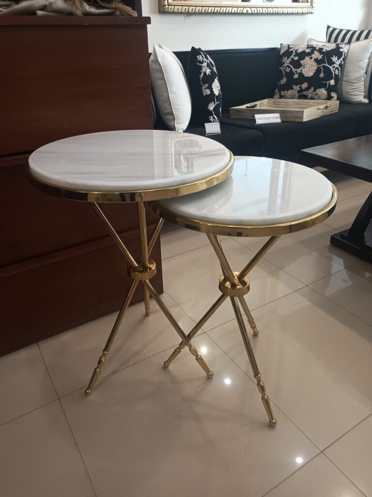 METAL AND MARBLE NEST OF TABEL